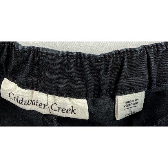Coldwater Creek Womens Cropped Pants Large 14 / 16 Black Pockets Pull On Comfort - Picture 2 of 8